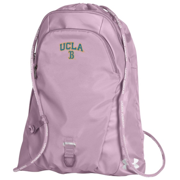 UCLA "B" Under Armour Sack Pack, Pink Fog/Silver